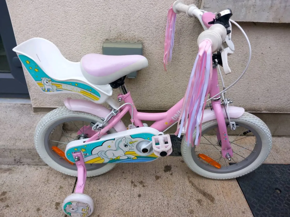 Kids unicorn bike size 14 inch wheels - Image 1