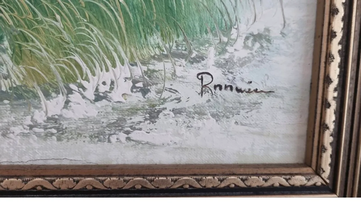 Vintage Seascape oil painting - Image 2