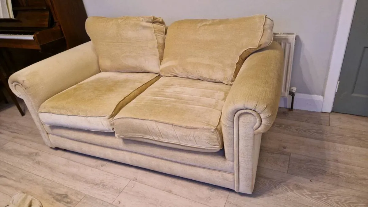 2 seater large yellow couch