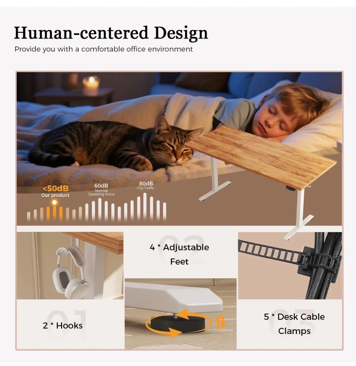 Standing Desk, 120 x 60 cm, Light Brown - Image 4