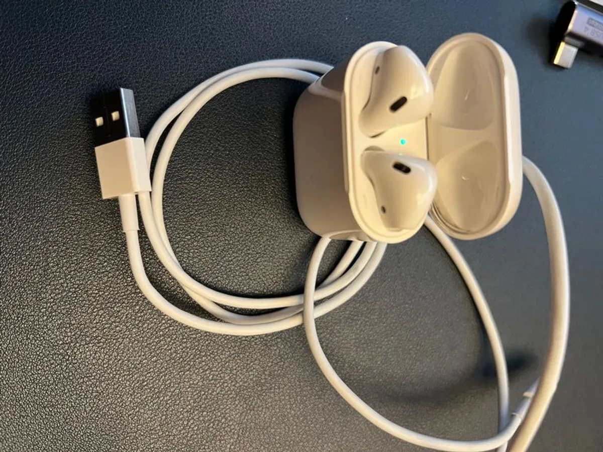 Apple AirPods 2 + Case + Charging Cable - Image 1