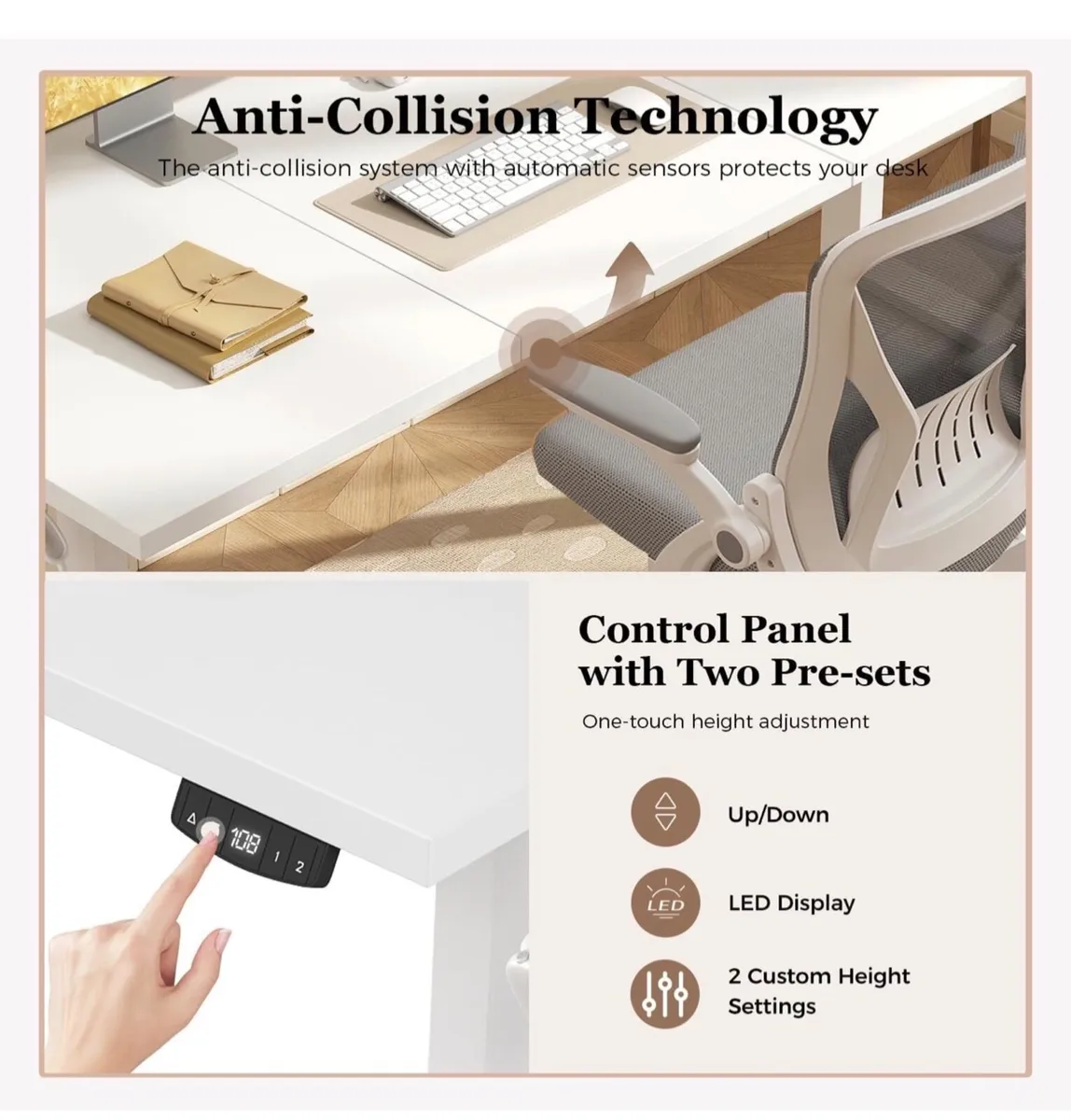 Standing Desk, 120 x 60 cm, White - Image 4