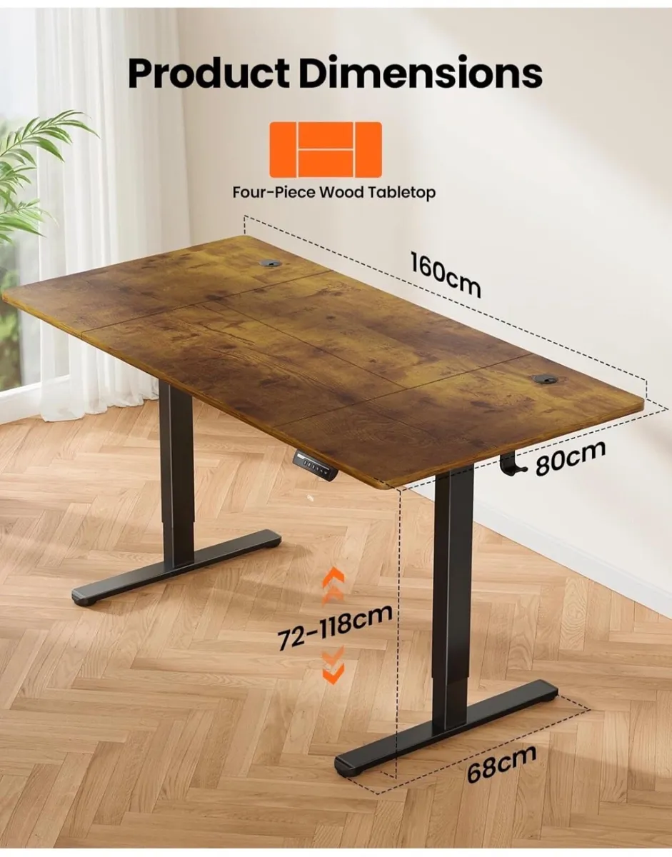 Desk Height Adjustable 160 x 80cm, Sit Stand - Image 1