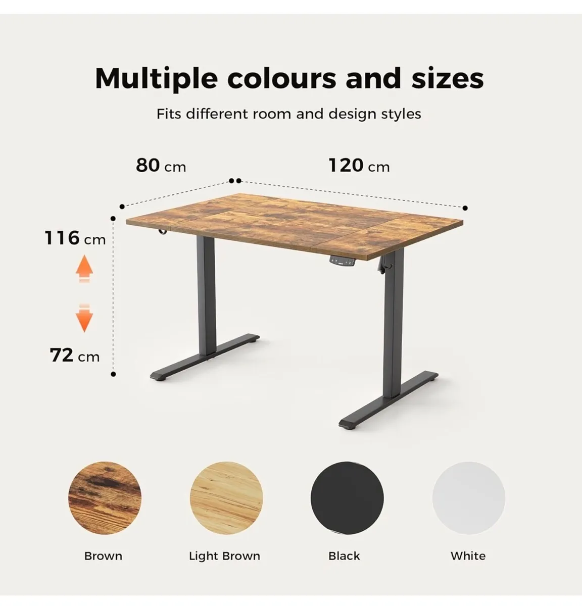 Height-Adjustable Electric Desk, 120x80 cm Sit-Sta - Image 1