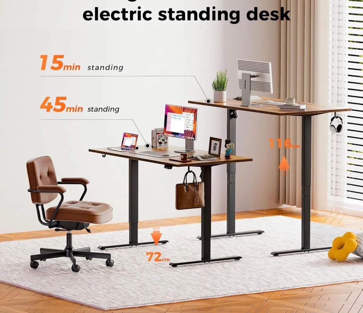 Height-Adjustable Electric Desk, 120x80 cm Sit-Sta - Image 4