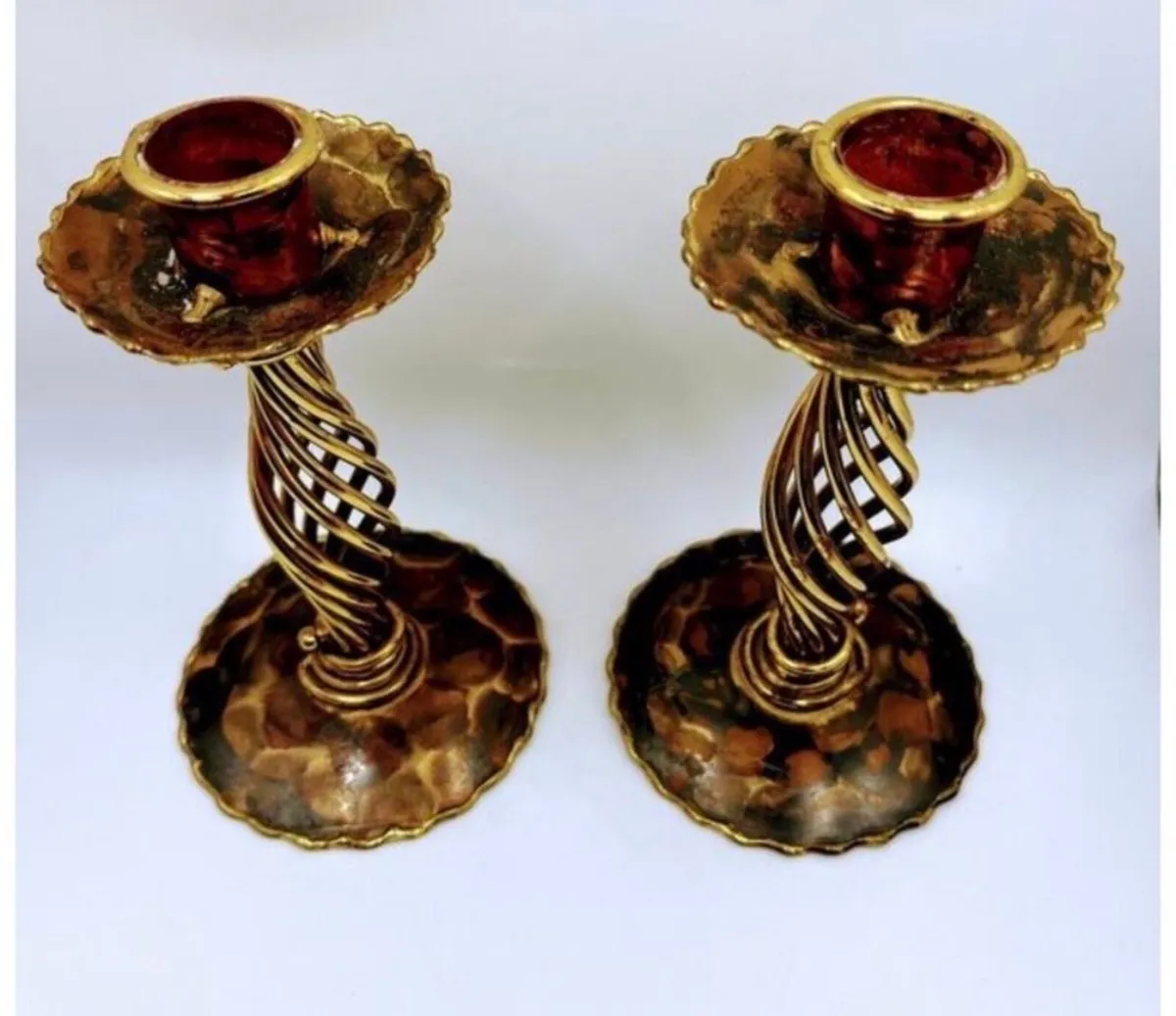 Vintage Spiral Brass Candle Holders - Image 2