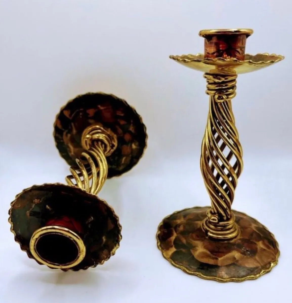 Vintage Spiral Brass Candle Holders - Image 3