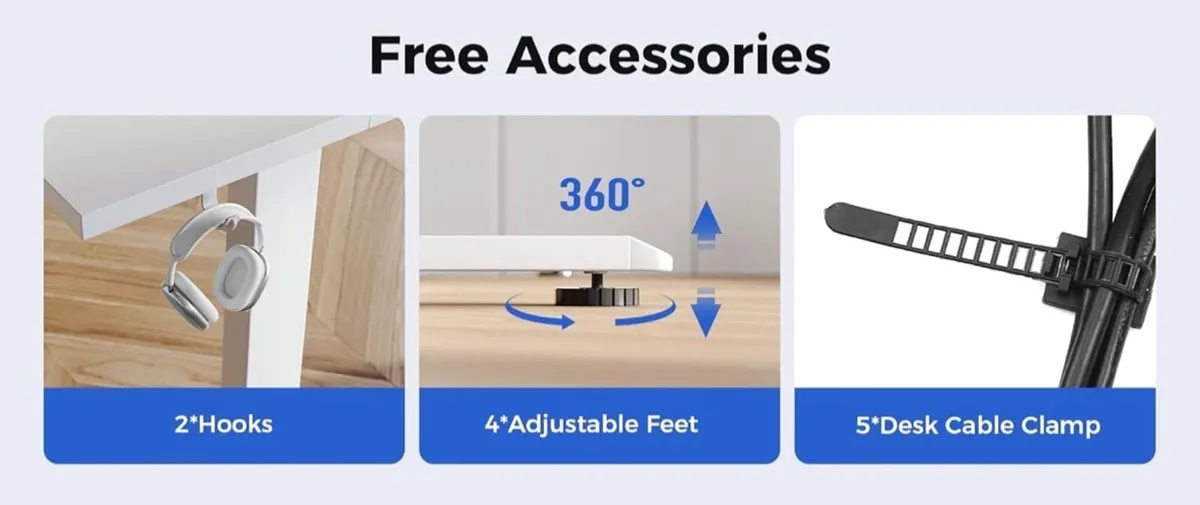 Electric Standing Desk, 100 x 60 cm Height Adjusta - Image 3