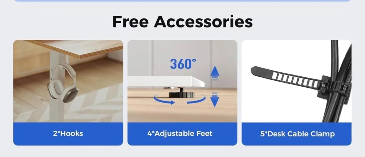 Electric Standing Desk, 100 x 60 cm Height Adjusta - Image 3