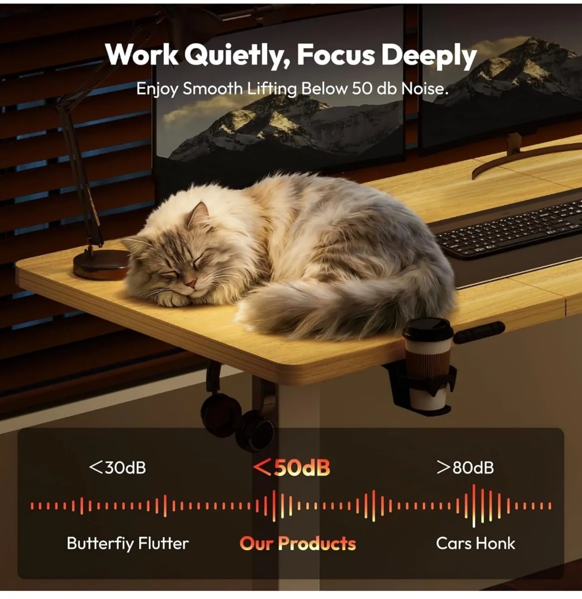 110 x 54 Electric Standing Desk ONE PIECE Height A - Image 4