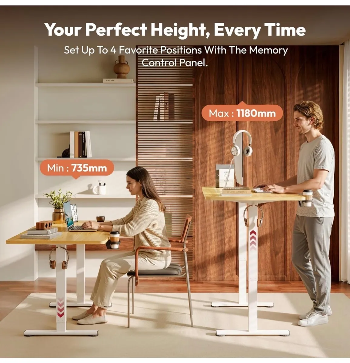 110 x 54 Electric Standing Desk ONE PIECE Height A - Image 4