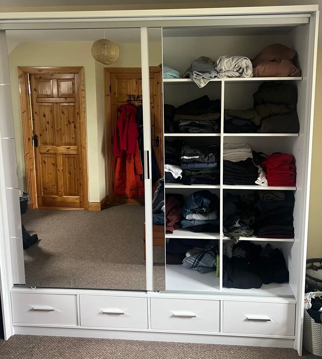 White double door wardrobe with led light bar - Image 3