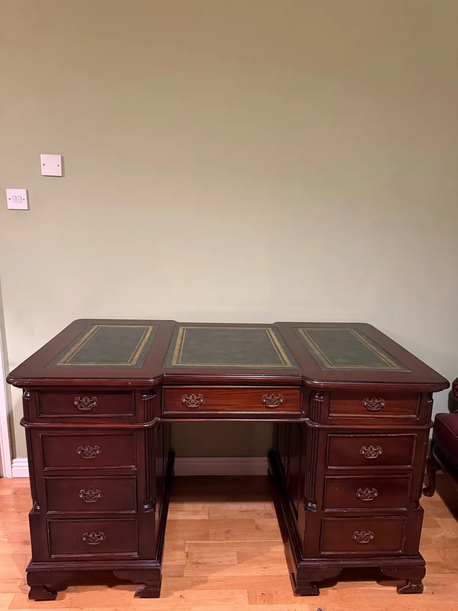 Antique Solid Wood Partners Executive Desk
