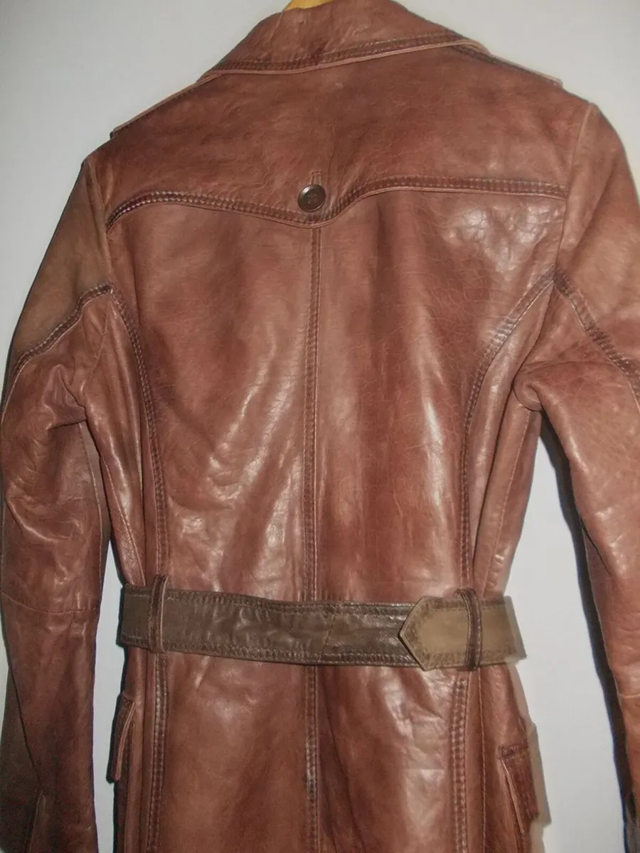 Savida brown leather coat - Image 4