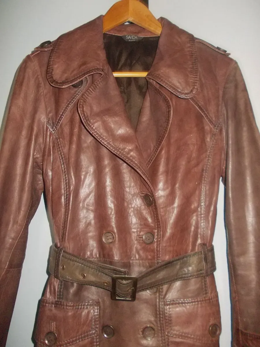 Savida brown leather coat - Image 2