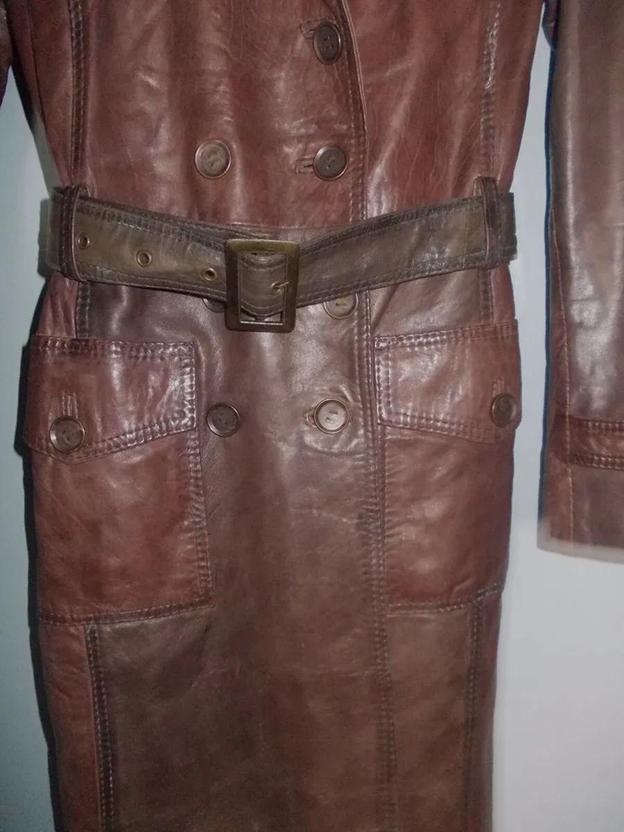 Savida brown leather coat - Image 3