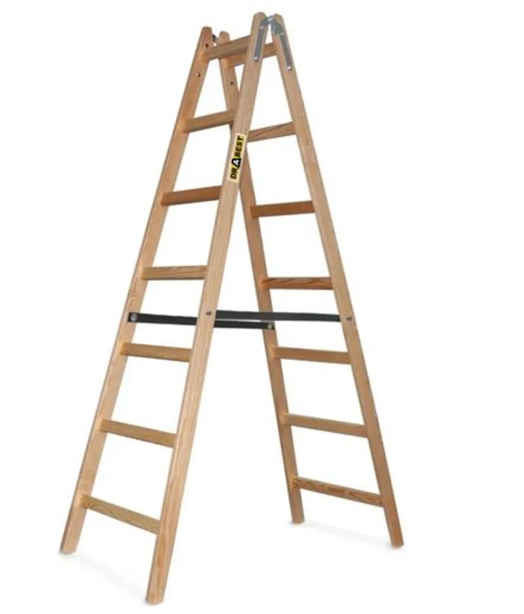 PRO Wooden Painter's Ladder with 7 Steps - Image 1