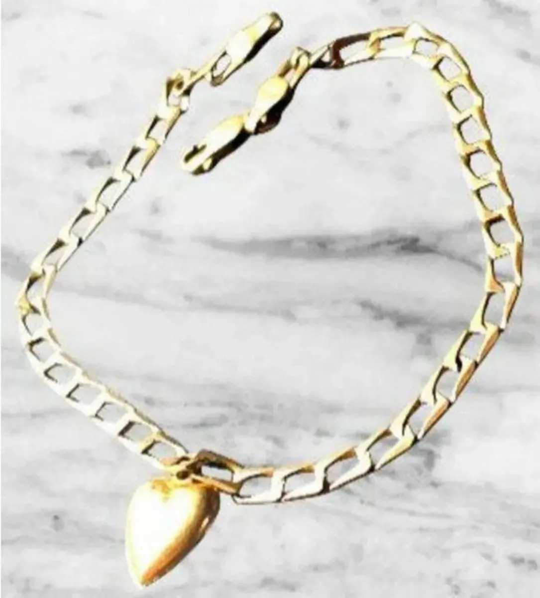 Vintage 9ct & 14ct Heart Charm Bracelet - Image 3