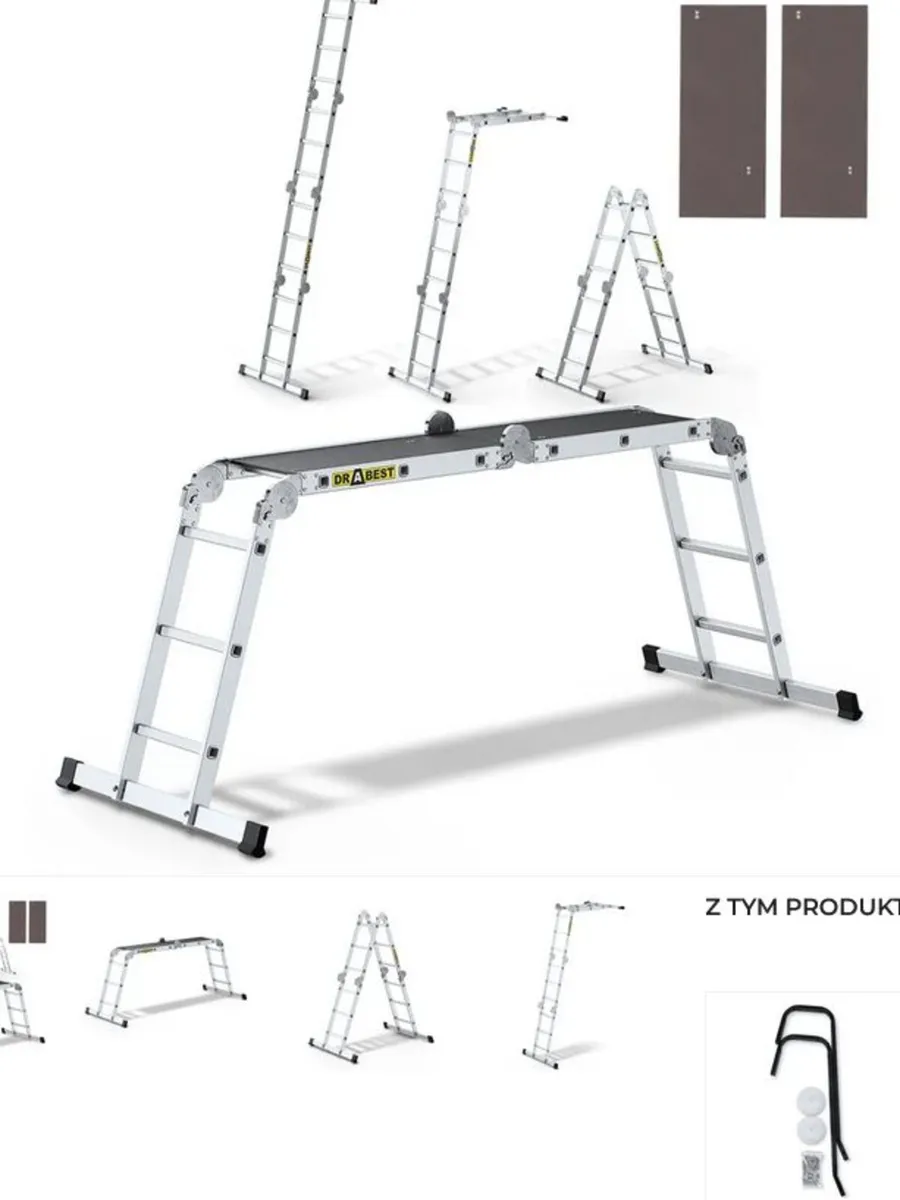 PRO Aluminum Ladder, 4x3 Rungs, with Platform - Image 1