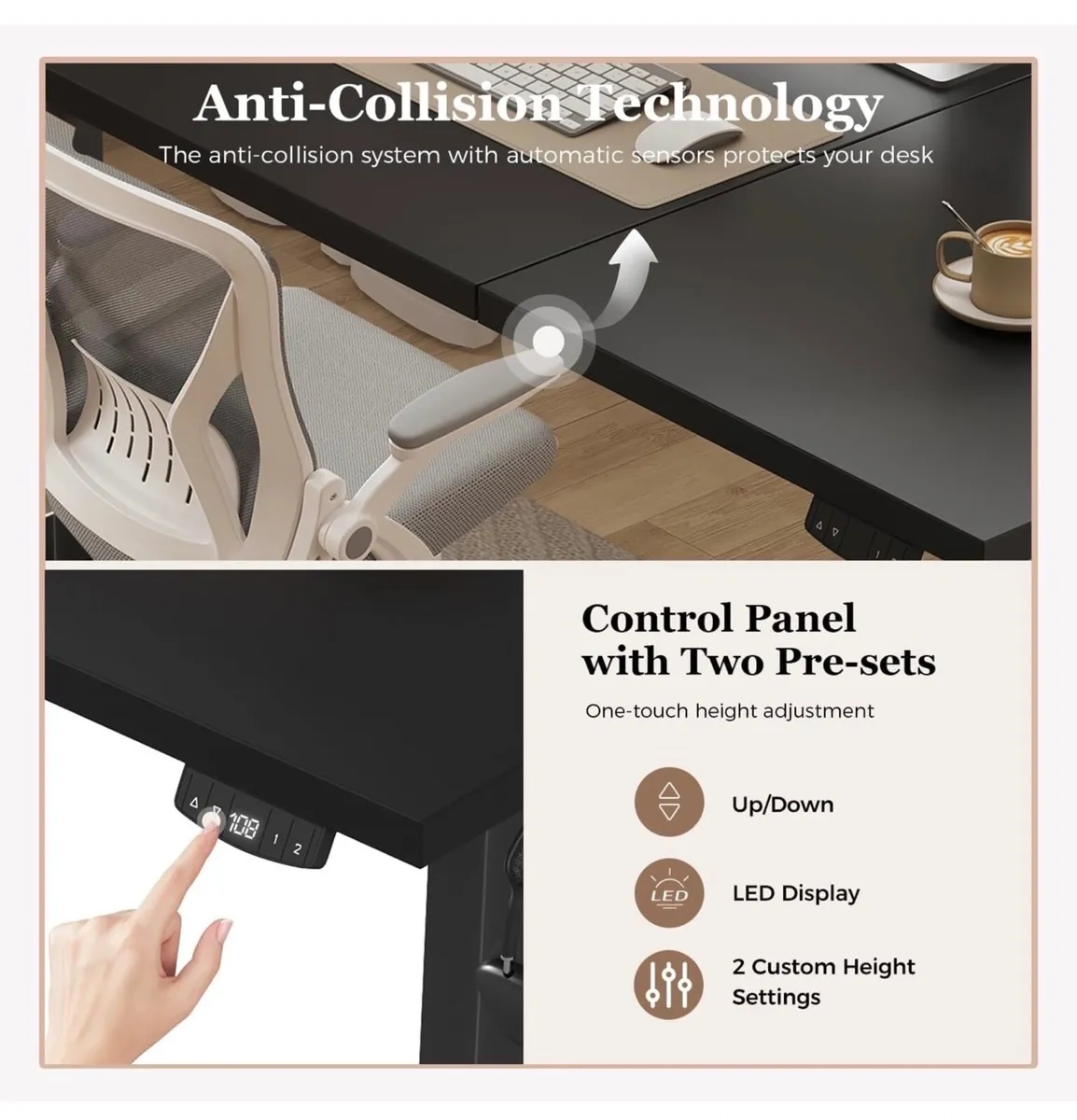 Standing Desk, 120 x 60 cm, Black - Image 4