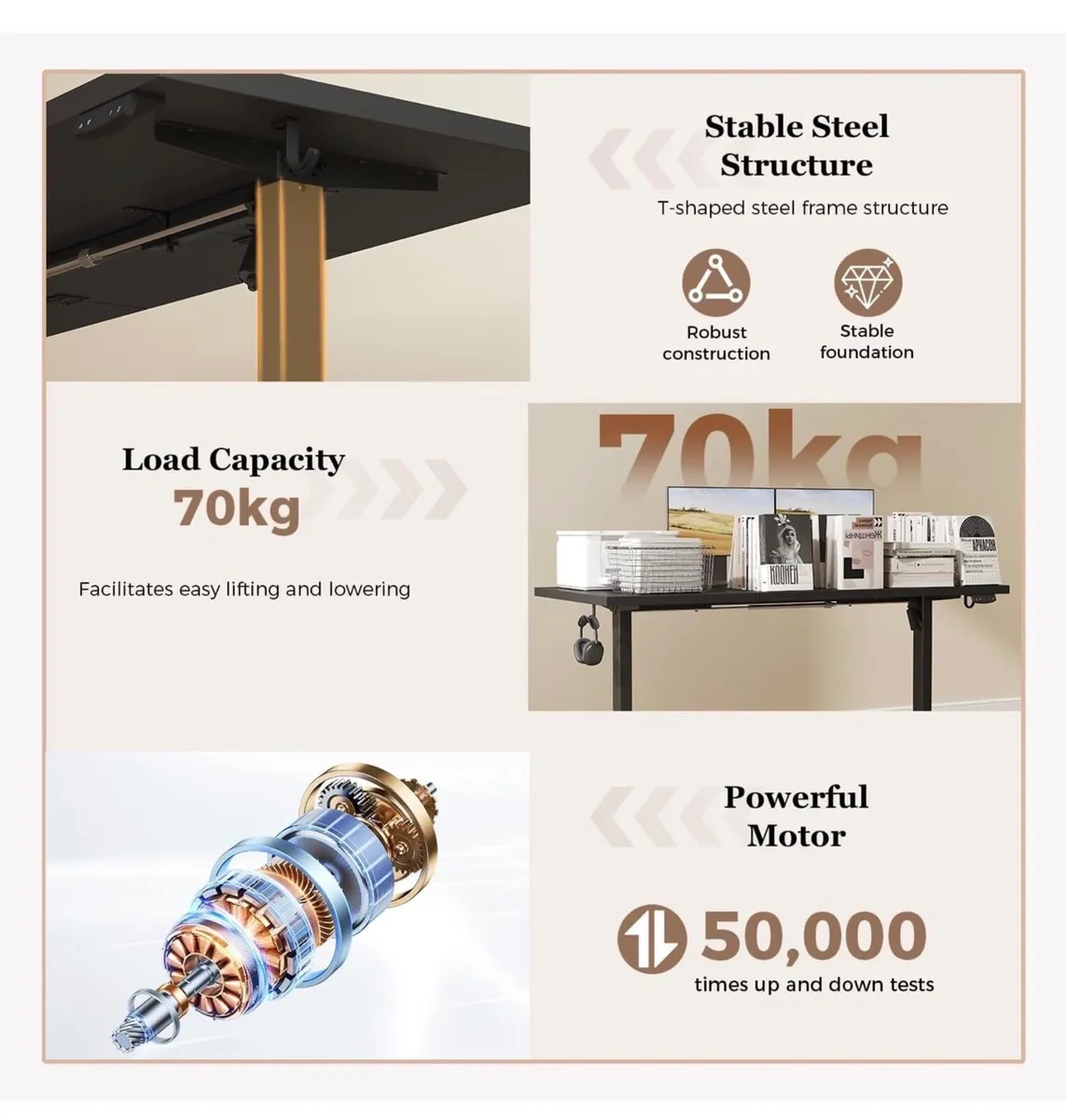 Standing Desk, 120 x 60 cm, Black - Image 3