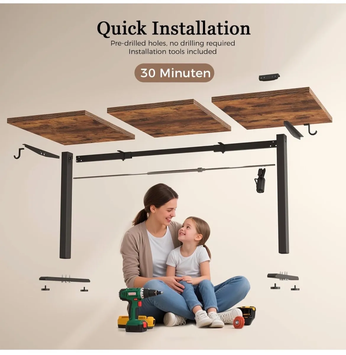 Standing Desk, 120 x 60 cm, Brown - Image 2