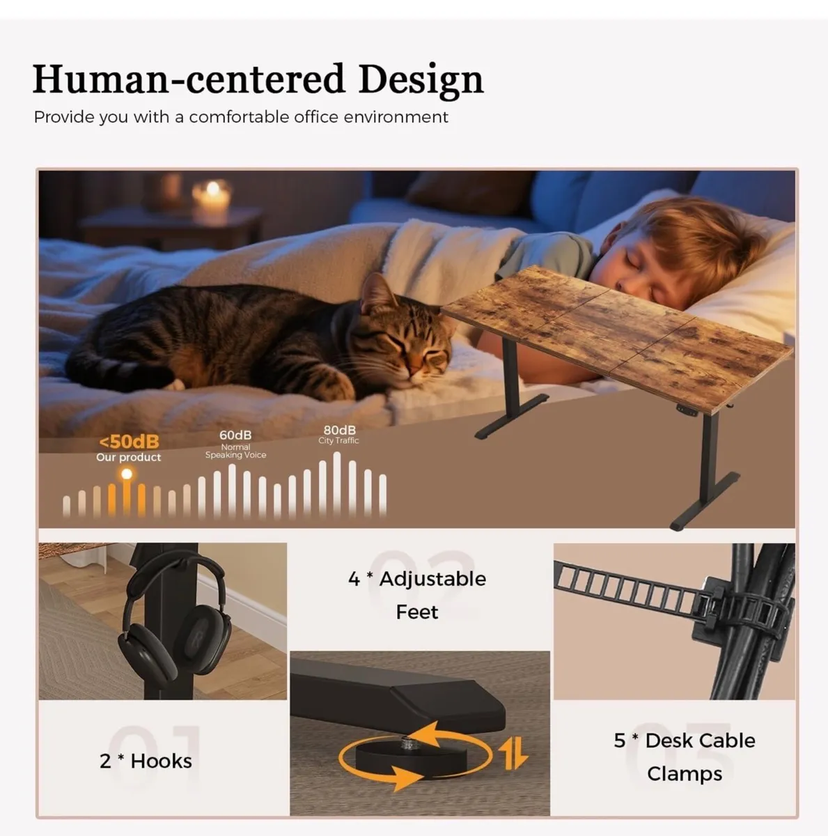 Standing Desk, 120 x 60 cm, Brown - Image 3