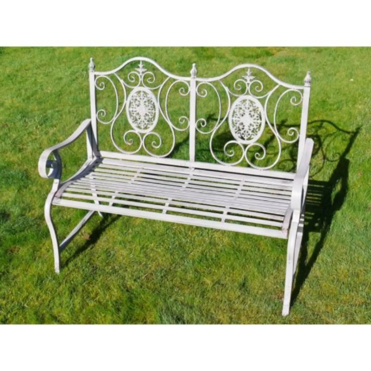 Bench – Ornate Back – Legs – Grey – D4844