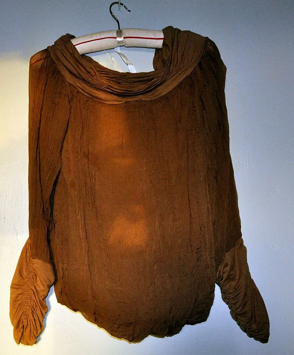 Dressy Silk Taupe Top - Image 2