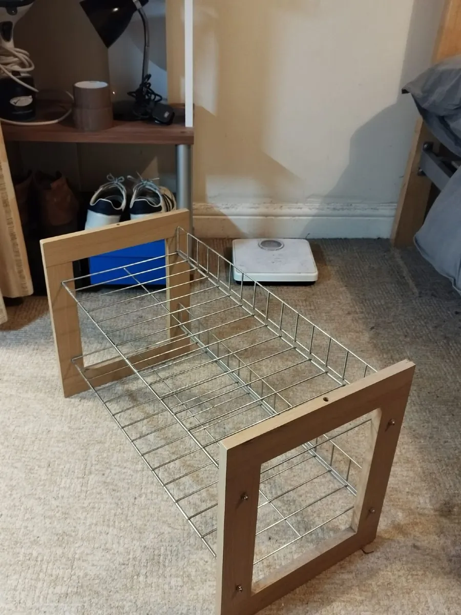 2-Tier Wood and Metal Shoe Rack - Image 1