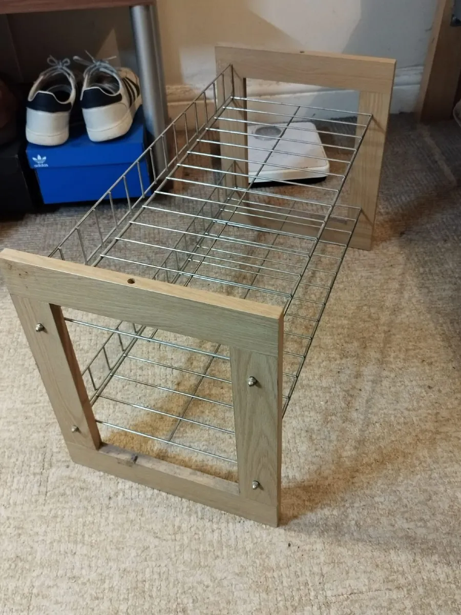 2-Tier Wood and Metal Shoe Rack - Image 4