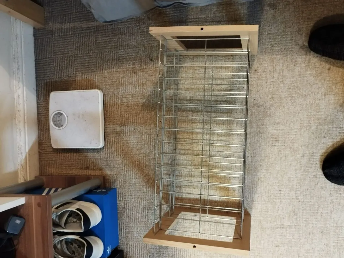 2-Tier Wood and Metal Shoe Rack - Image 2