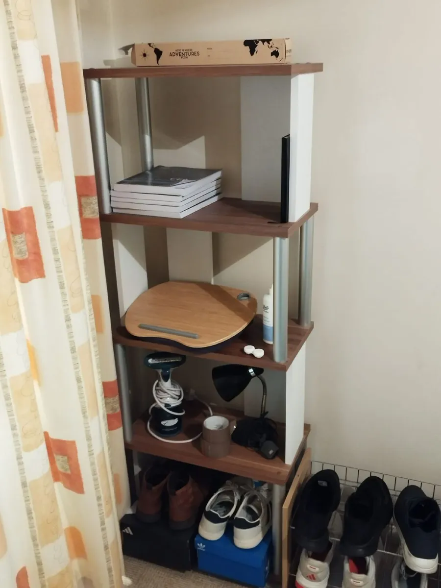 Modern 5-Tier Shelving Unit – Walnut & White - Image 1