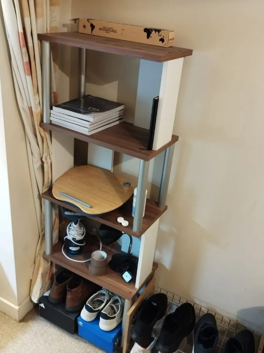 Modern 5-Tier Shelving Unit – Walnut & White - Image 2