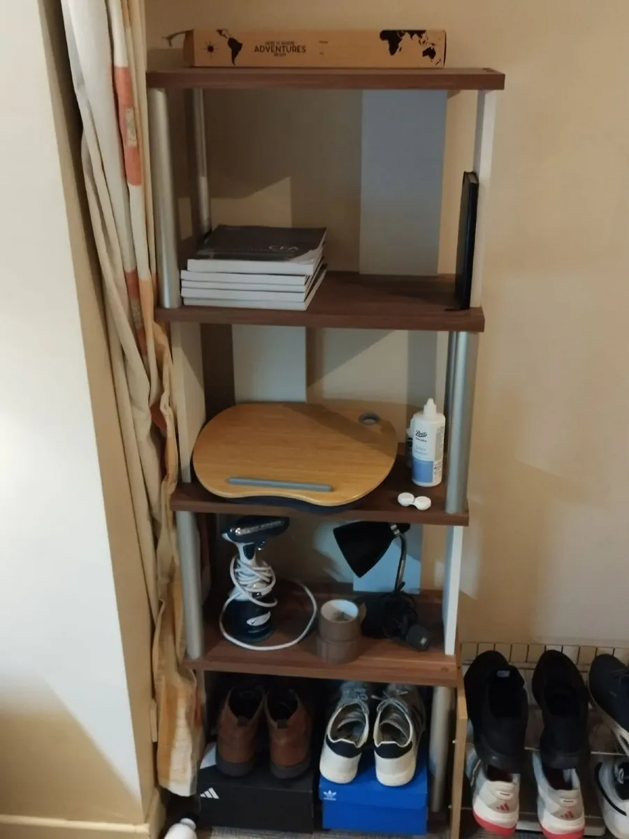 Modern 5-Tier Shelving Unit – Walnut & White - Image 3