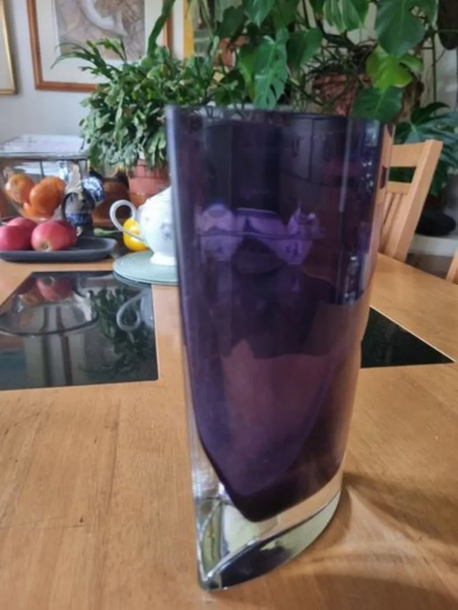 Flat vase Polish art glass - Krosno - Image 3