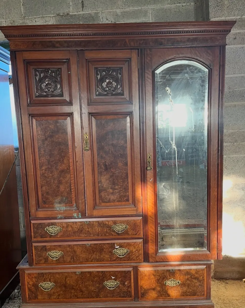 Antique Walnut Wardrobes - Image 4