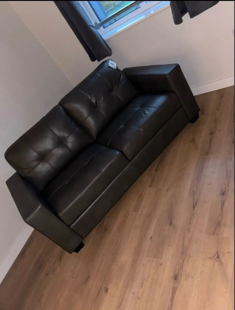 Brand New Grey Leather 2 Piece Sofa - Image 2