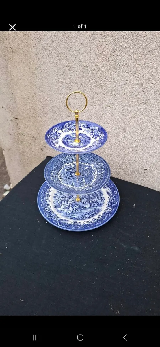 Blue homemade cake stand