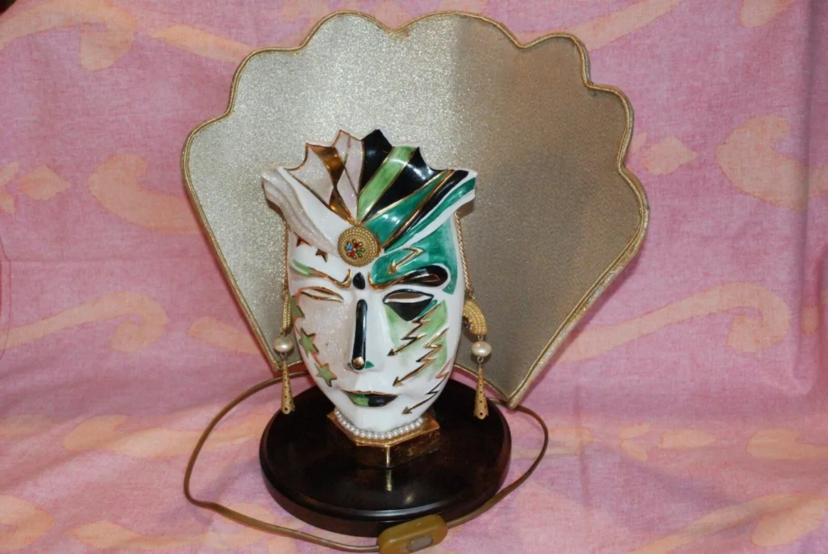 Table lamp Carnival Mask '90 Hand Painted - Image 1