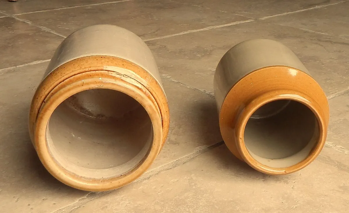 2 Salt Glazed Earthenware Storage Jars - Image 3