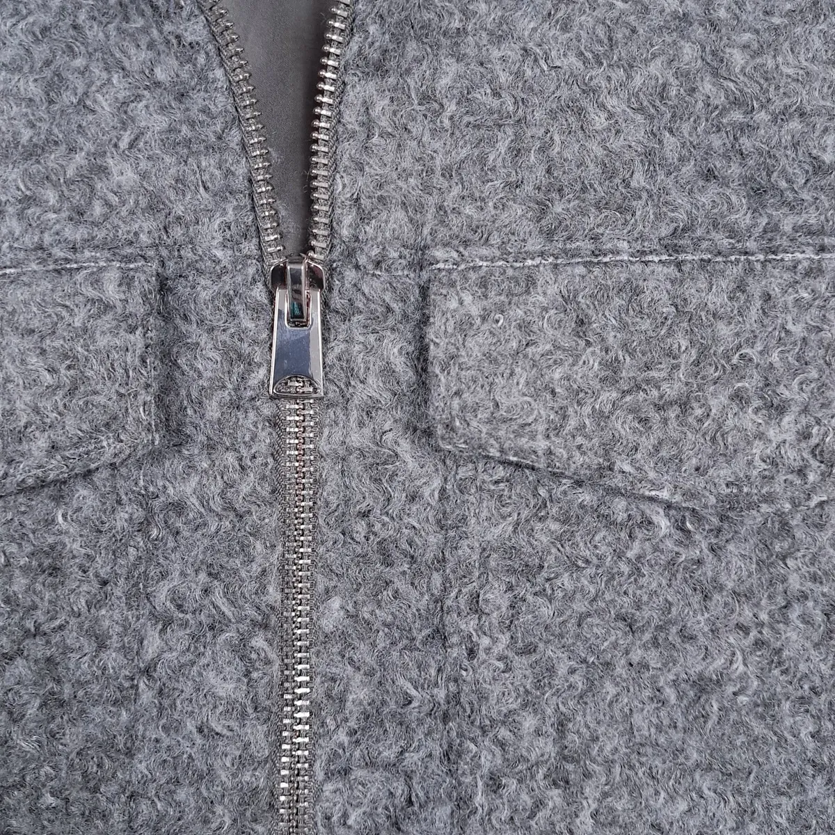 Zara Grey Textured Cropped Zip Up Jacket Size S - Image 4