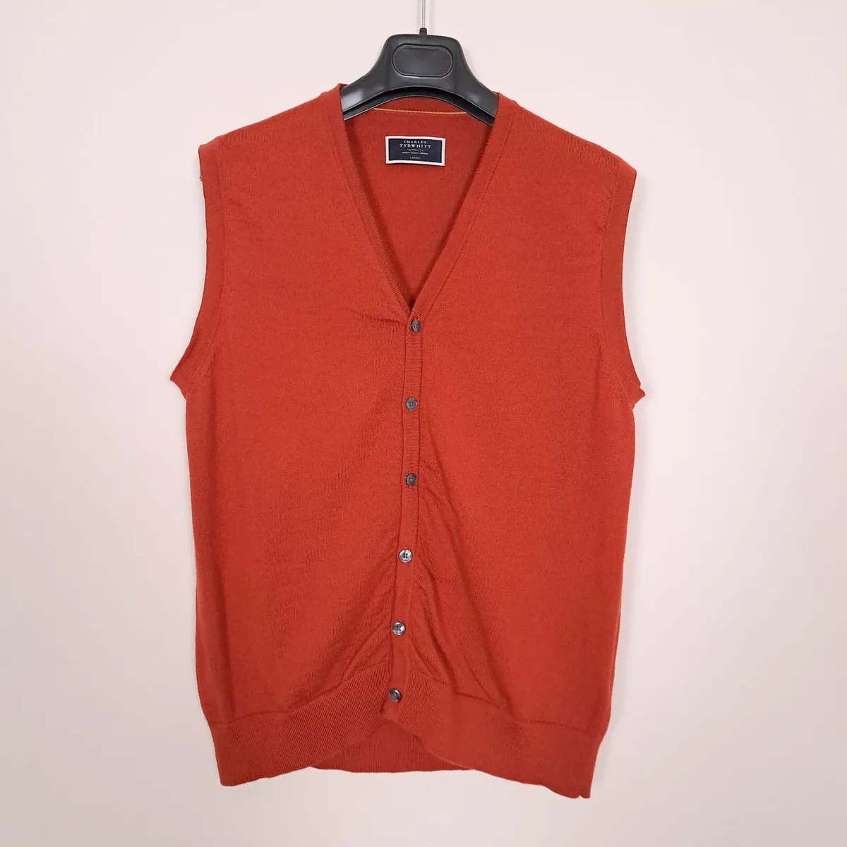 Charles Tyrwhitt Rust 100% Merino Wool Knit Vest L - Image 1