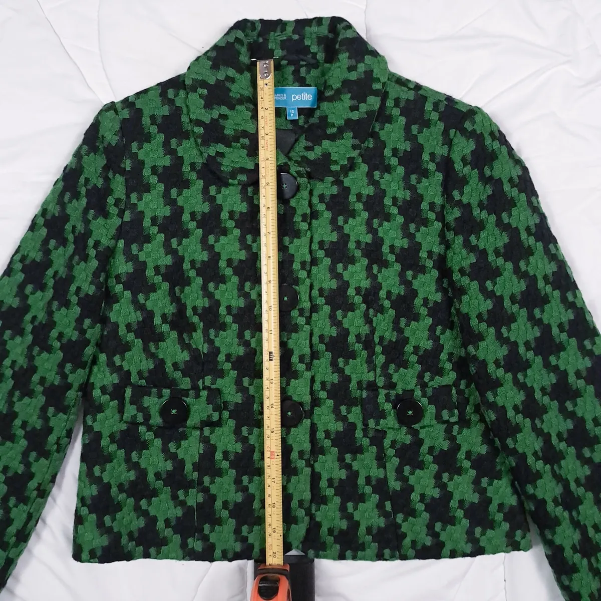 M&S Black Green Geometric Wool Jacket 10UK/38EU - Image 3