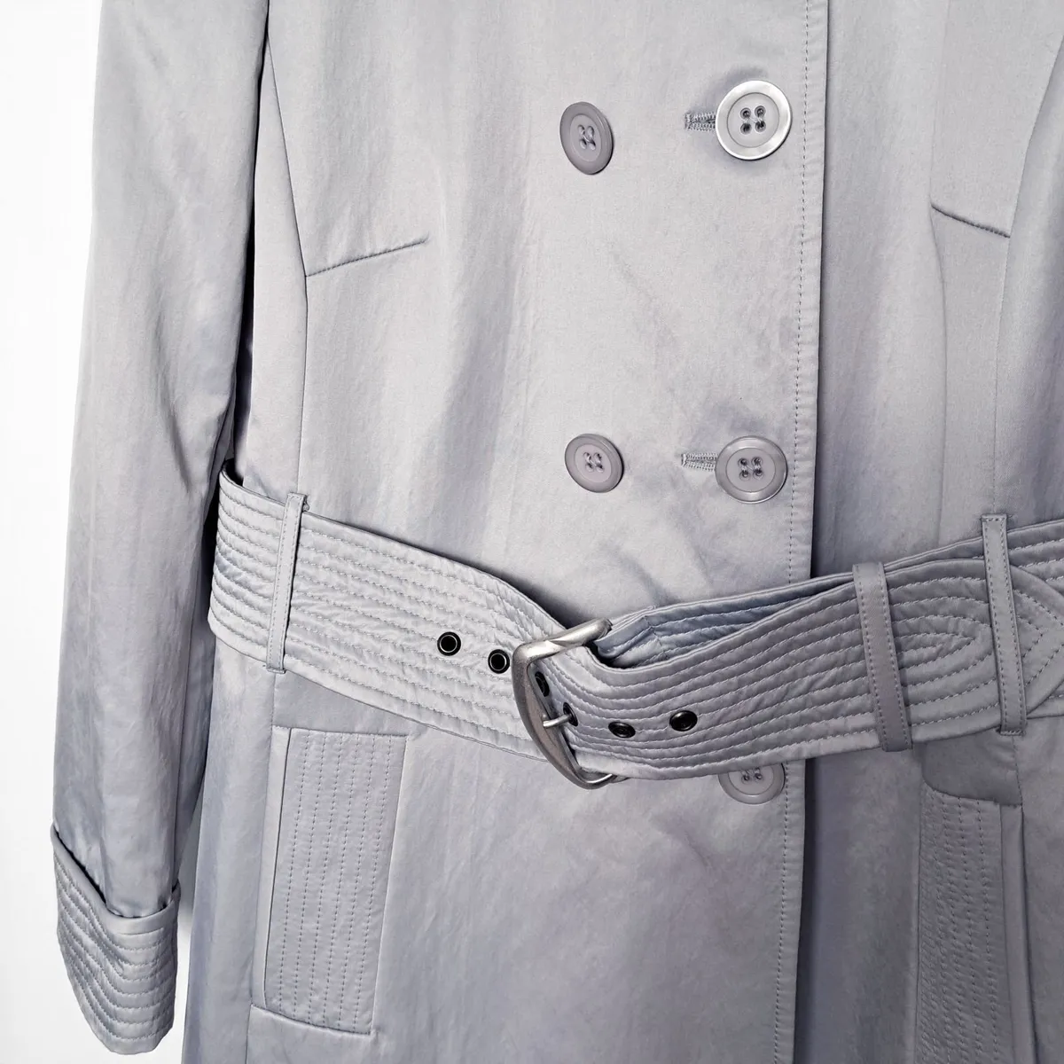 Quin & Donnelly Grey Blue Trench Coat 14UK - Image 4