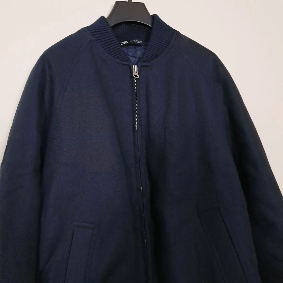 Zara Navy Blue Bomber Jacket Mens Padded Lined M - Image 4