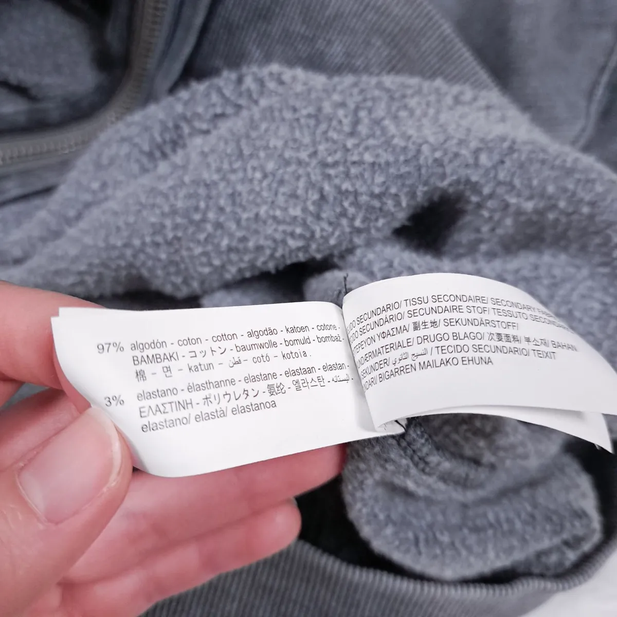 Zara Grey Acid Wash Full-Zip Bomber Jacket Size M - Image 2