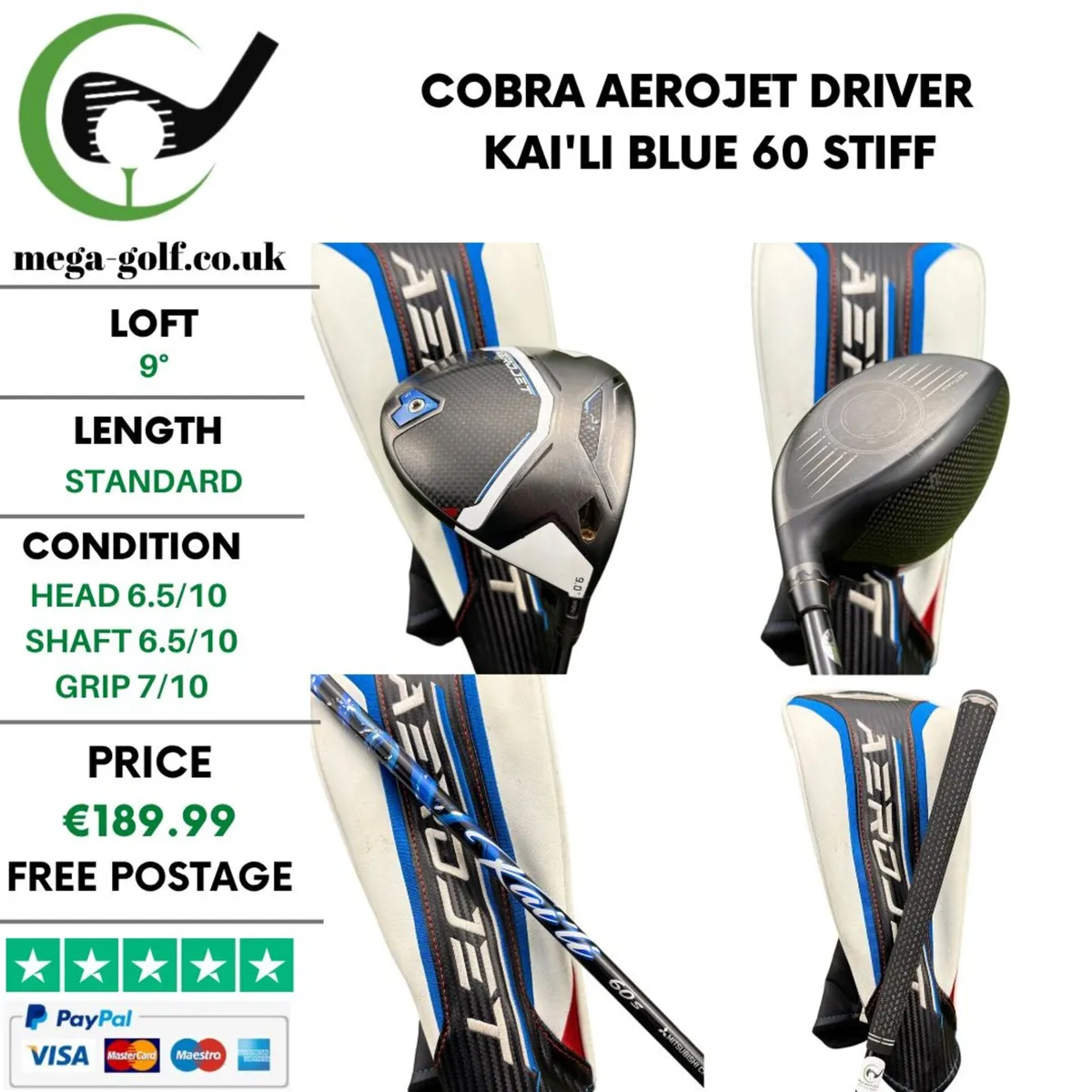 Cobra Aerojet Driver / 9° / Kai'li Blue 60 Stiff - Image 1