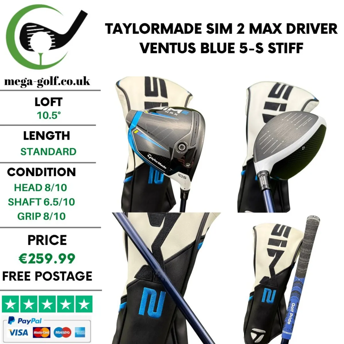 Taylormade Sim 2 Max Driver / 10.5° / Stiff - Image 1