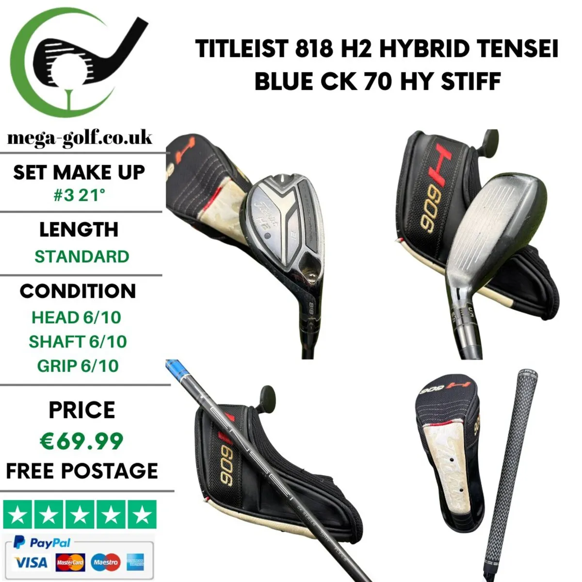 Titleist 818 H2 Hybrid / #3 21° / Stiff - Image 1